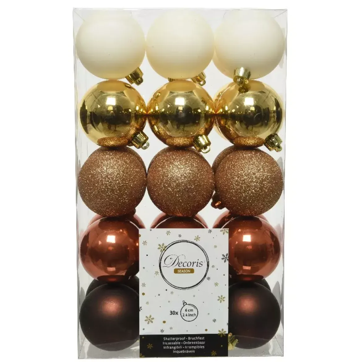 Confezione di 30 palline di Natale (D60 mm) Alpine multi Camel