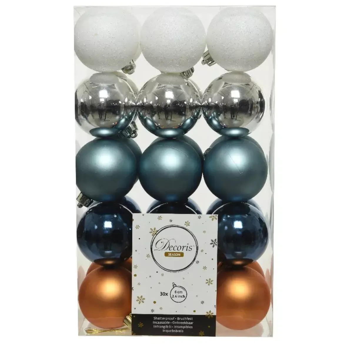 Confezione di 30 palline di Natale (D60 mm) Alpine multi Blu ghiaccio