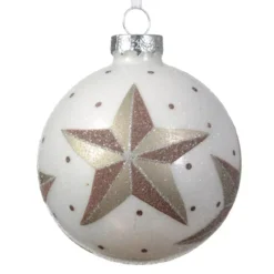 Confezione di 3 palline di Natale (D80 mm) in vetro Bélia Bianco