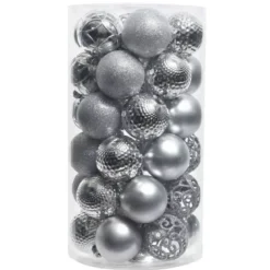 Confezione di 37 palline di Natale (D60 mm) Alpine mix Argento