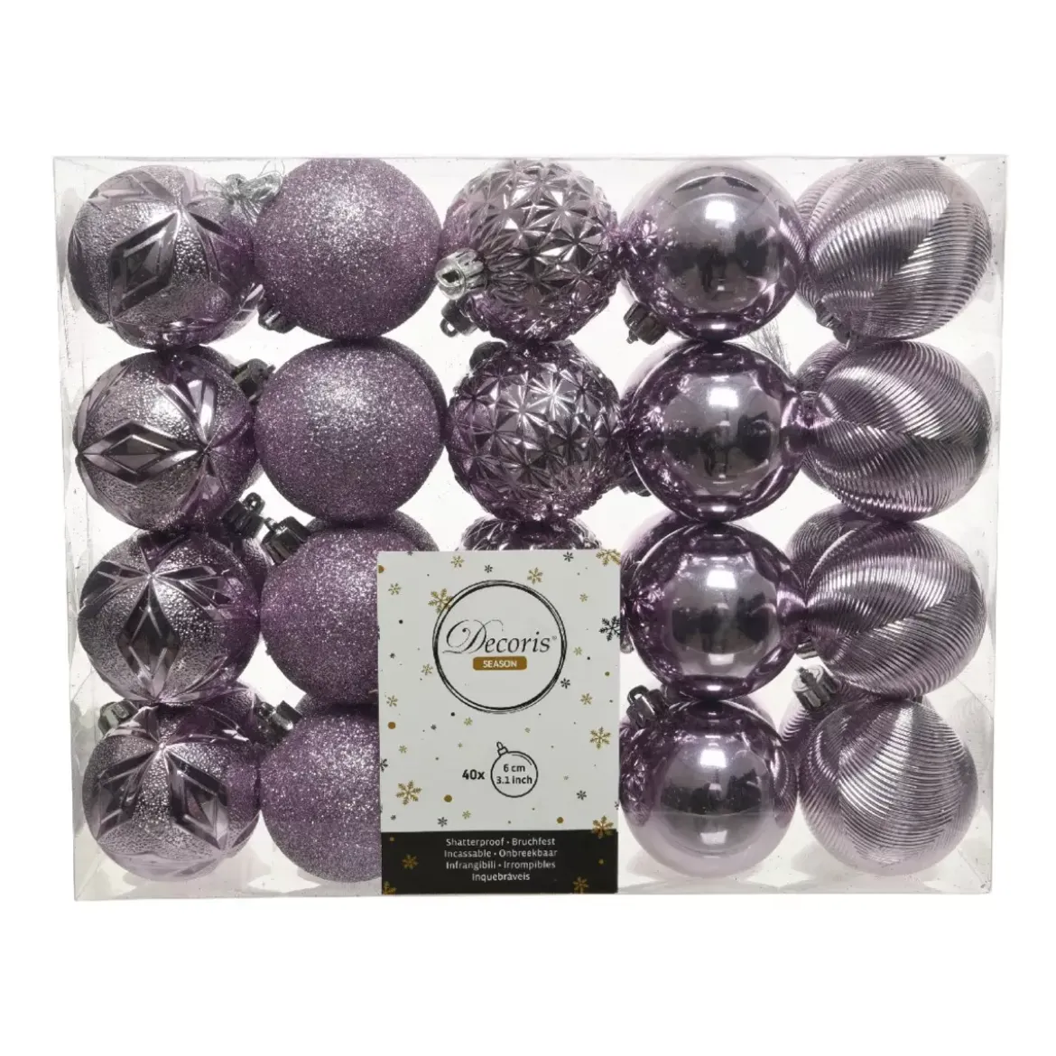 Confezione di 40 palline di Natale (D60 mm) Cyriane Lilla