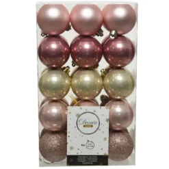 Confezione di 30 palline di Natale (D60 mm) Alpine multi Rosa cipria