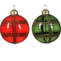 Confezione di 12 palline di Natale (D80 mm) in vetro Lauri Rosso