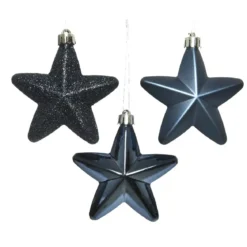 Confezione di 6 stelle di Natale da appendere Alpine Blu notte