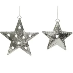 Confezione di 2 stelle di Natale Metalia Argento