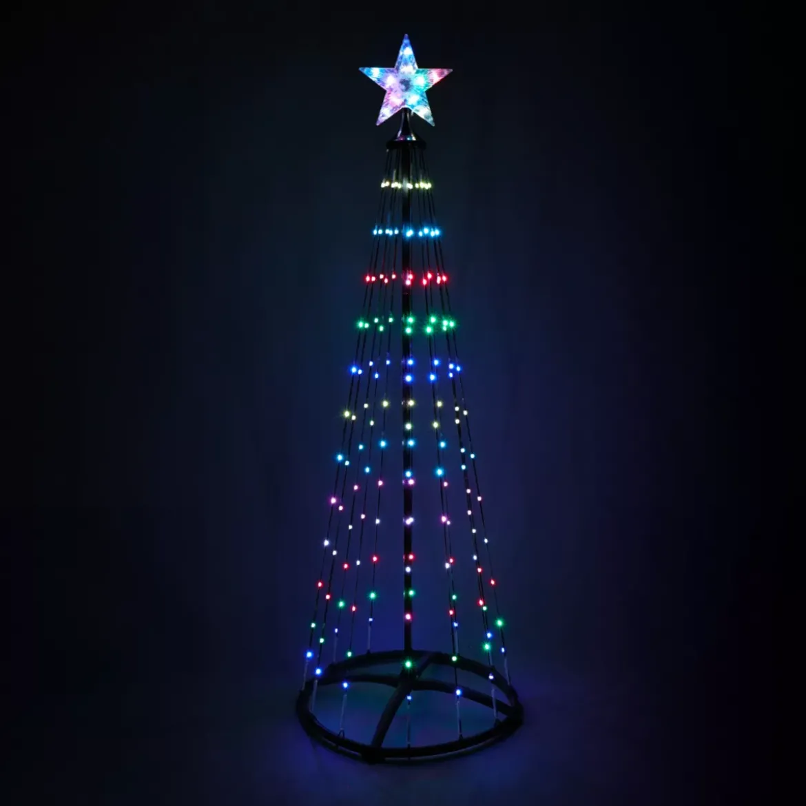 Cono luminoso Digital 550 Micro Led (H300 cm) Scintillante Nero e Multicolore