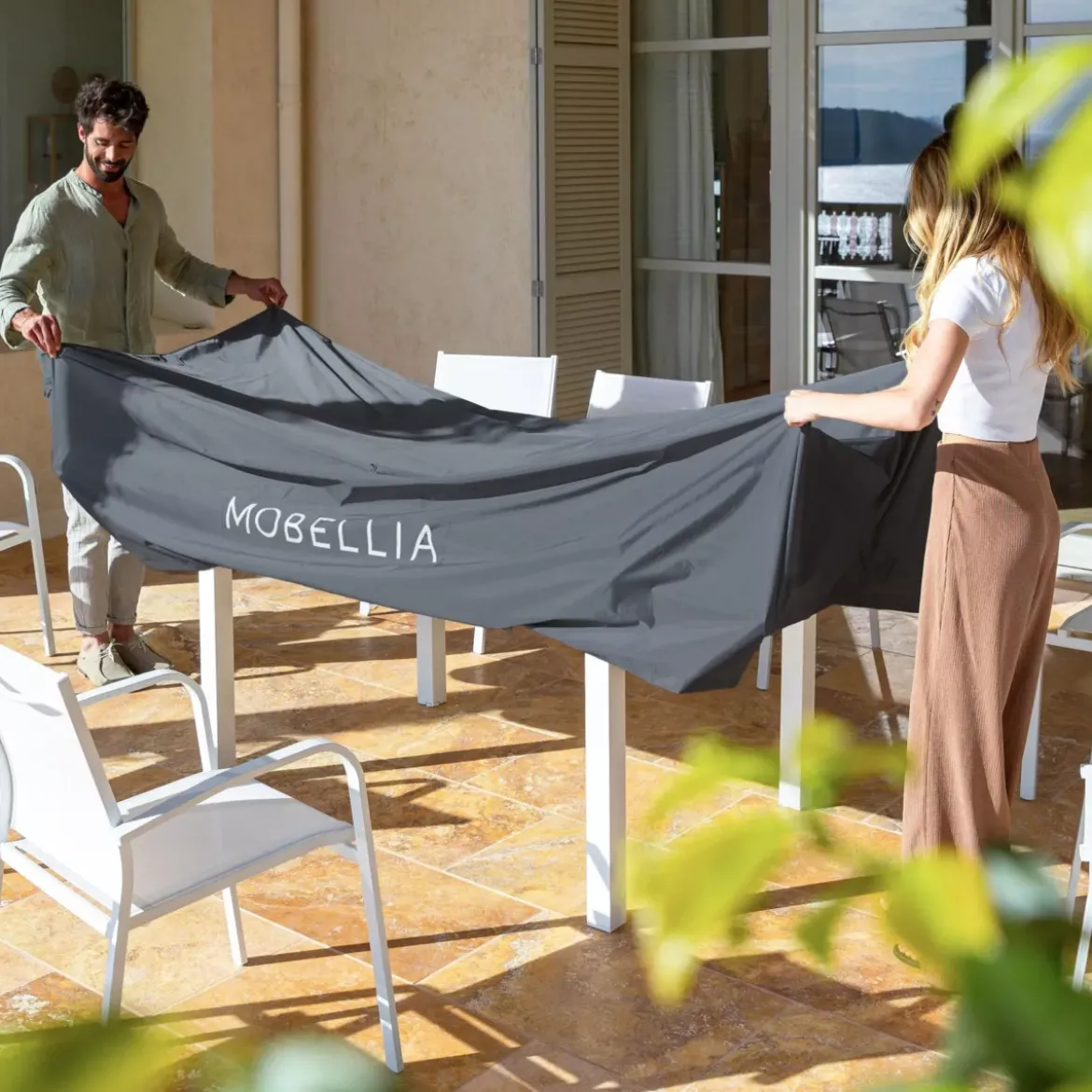 Copertura protettiva impermeabile per tavolo rettangolare (265 x 125 cm) Grigio