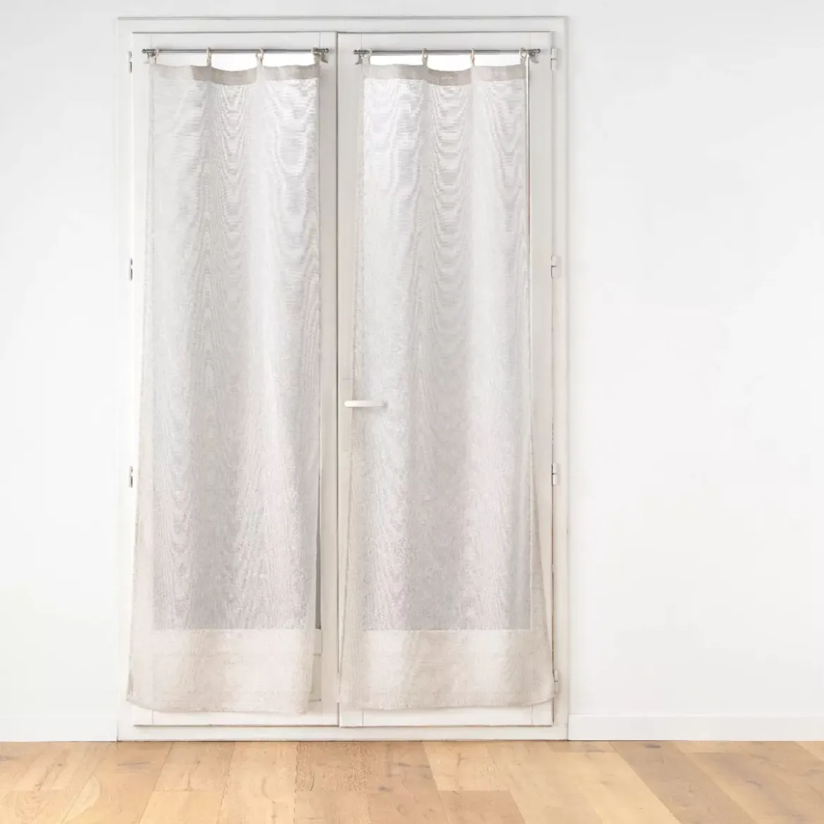 Coppia di tende trasparenti tessute con occhielli legno (70 x 200 cm) Minalisa Beige