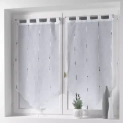 Coppia di tende trasparenti (45 x 120 cm) Chenilla Grigio