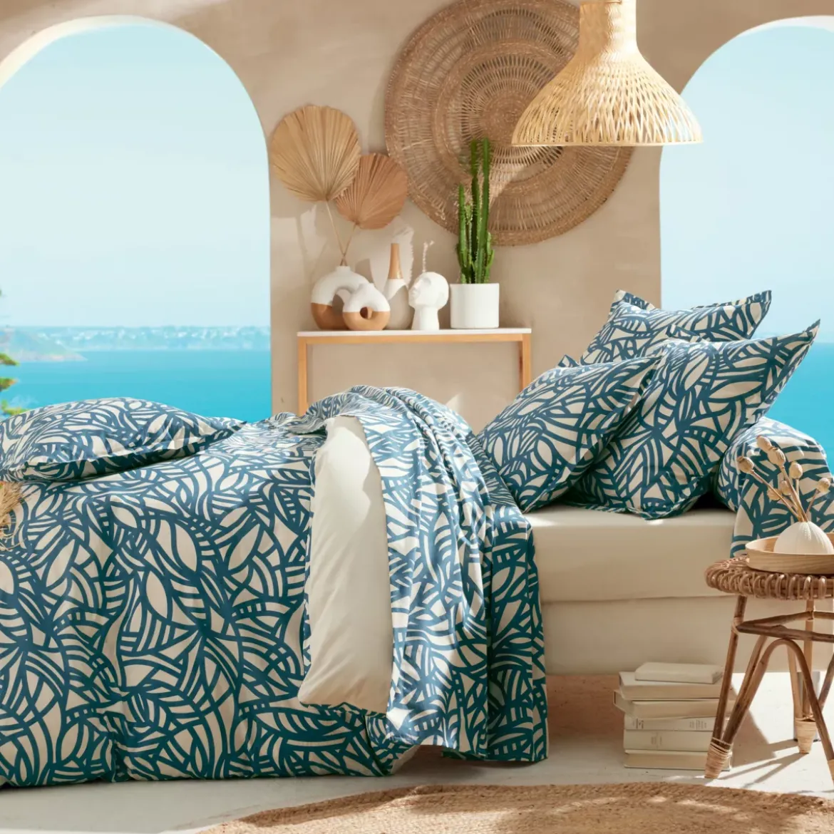 Copripiumino cotone lavato (280 x 240 cm) Serena Blu