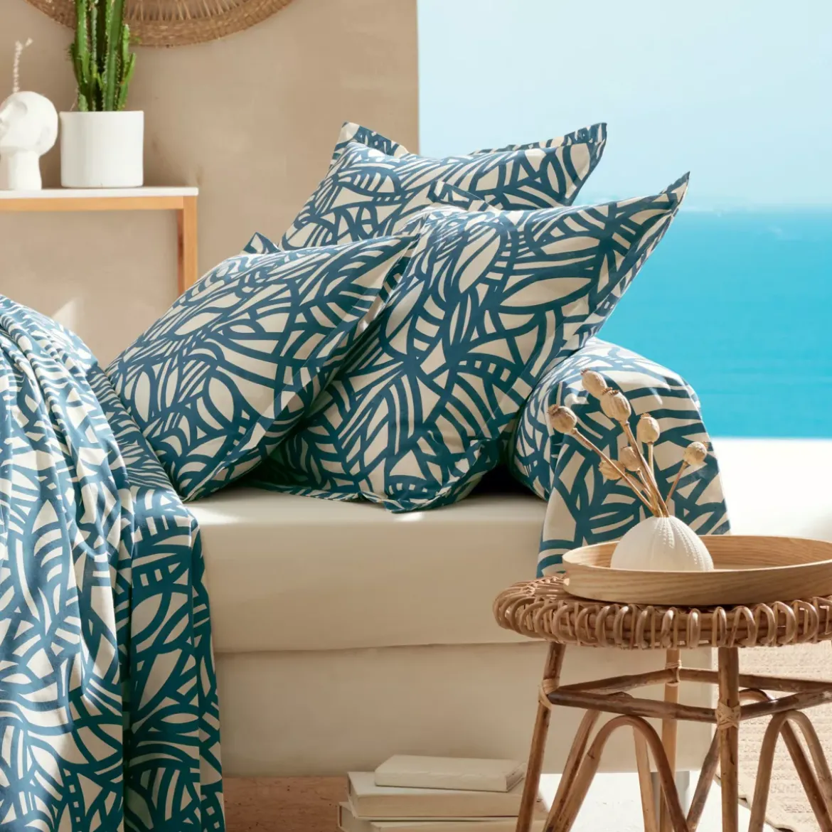 Copripiumino cotone lavato (280 x 240 cm) Serena Blu