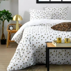 Copripiumino e due federe in doppio cotone (260 x 240 cm) Baguy Marrone