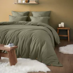 Copripiumino flanella di cotone (260 x 240 cm) Nina Verde rosmarino