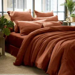 Copripiumino garza di cotone (260 x 240 cm) Gaïa Terracotta