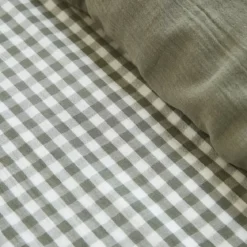 Copripiumino garza di cotone (240 x 220 cm) Gaïa vichy Verde rosmarino