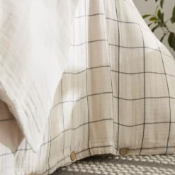 Copripiumino garza di cotone (260 x 240 cm) Gaïa Match Beige pampa