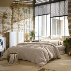 Copripiumino garza di cotone (280 x 240 cm) Gaïa Beige pampa