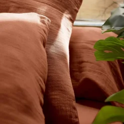 Copripiumino garza di cotone (240 x 220 cm) Gaïa Terracotta