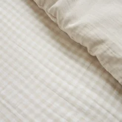 Copripiumino garza di cotone (260 x 240 cm) Gaïa vichy Beige