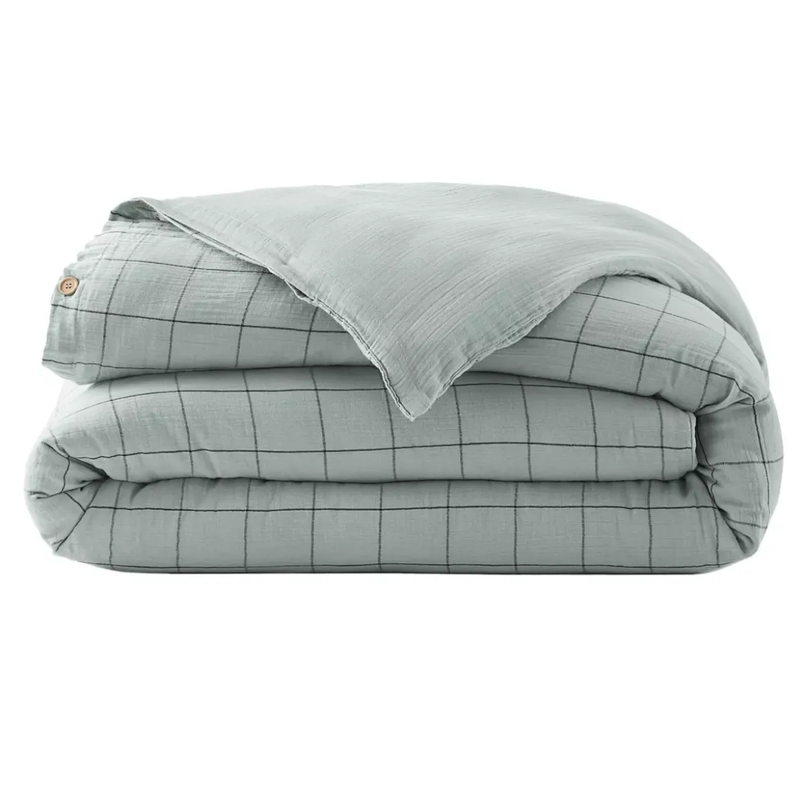 Copripiumino garza di cotone (240 x 220 cm) Gaïa Match Verde eucalipto