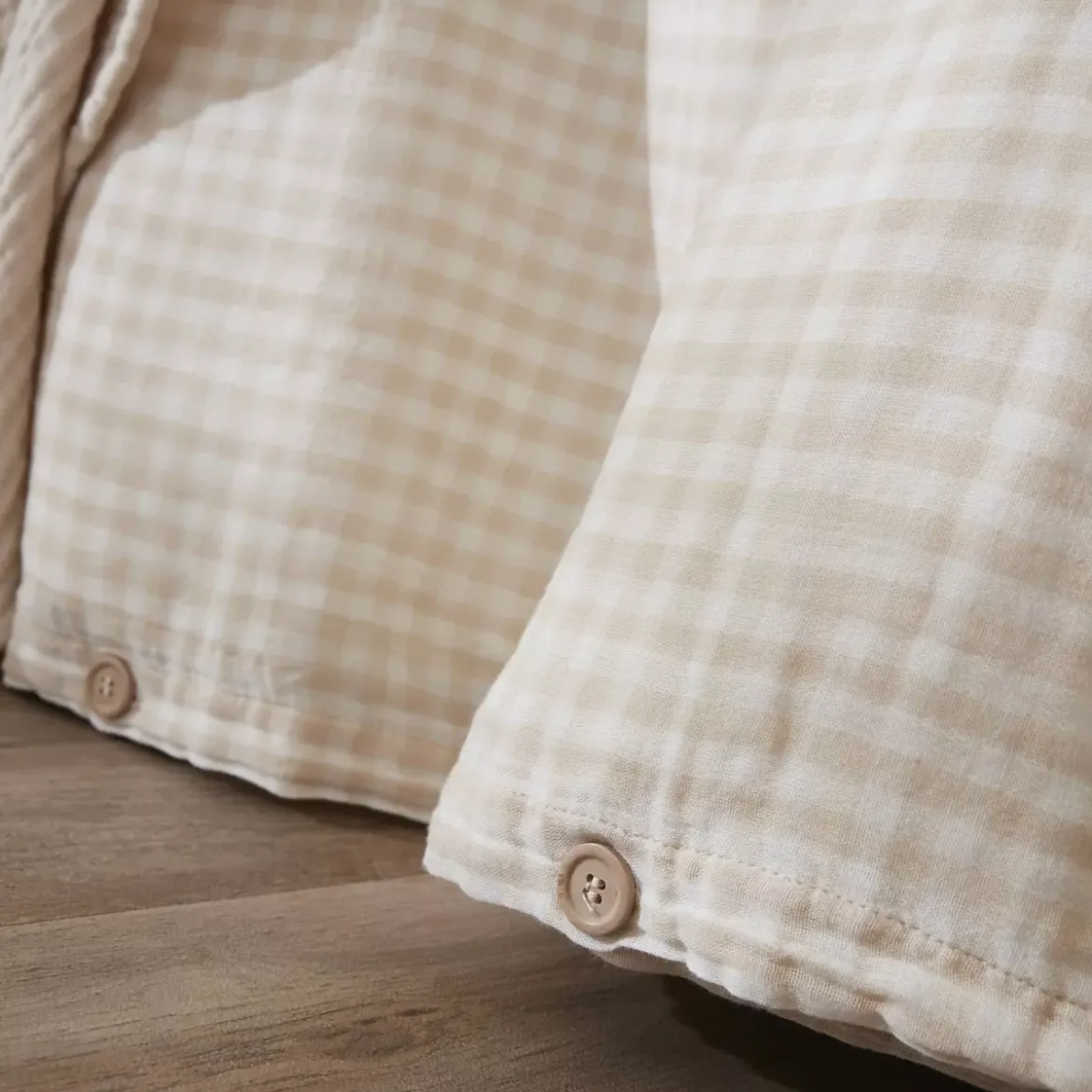 Copripiumino garza di cotone (140 x 200 cm) Gaïa vichy Beige