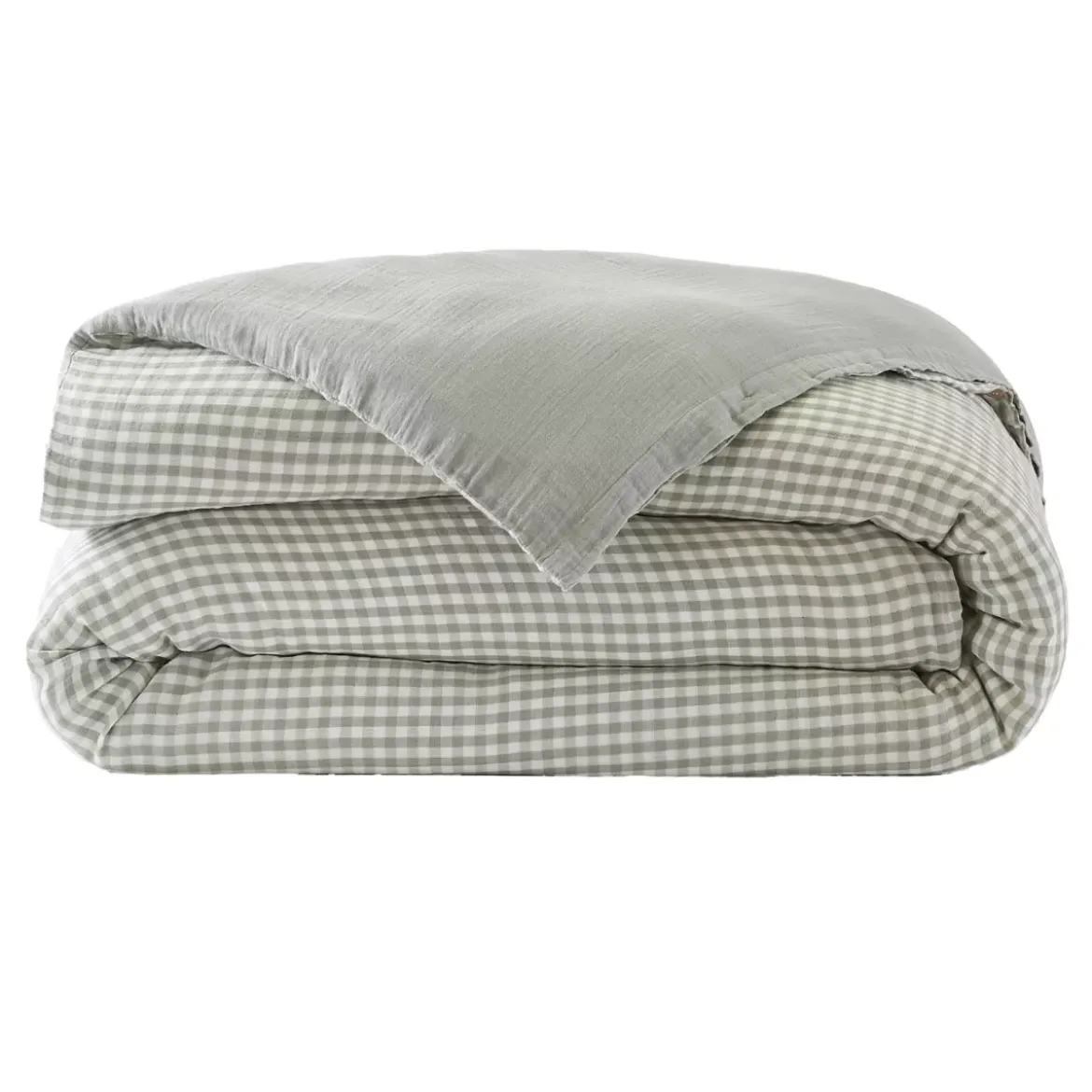 Copripiumino garza di cotone (200 x 200 cm) Gaïa vichy Verde eucalipto