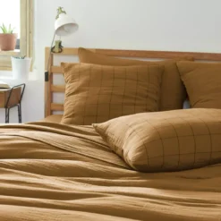 Copripiumino garza di cotone (240 x 220 cm) Gaïa Match Camel