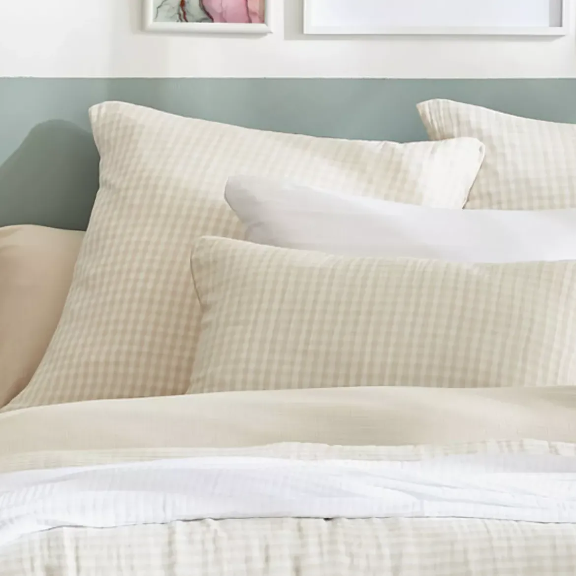 Copripiumino garza di cotone (240 x 220 cm) Gaïa vichy Beige