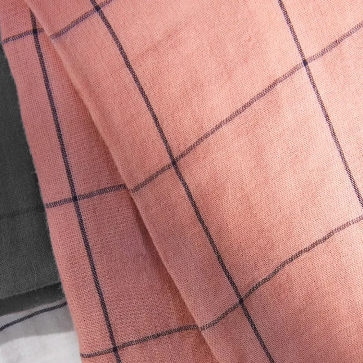 Copripiumino garza di cotone (260 x 240 cm) Gaïa Match Rosa pesca