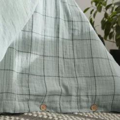Copripiumino garza di cotone (260 x 240 cm) Gaïa Match Verde eucalipto