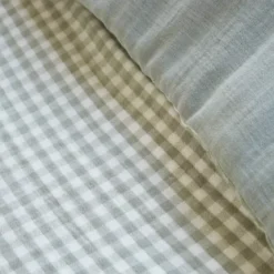 Copripiumino garza di cotone (260 x 240 cm) Gaïa vichy Verde eucalipto