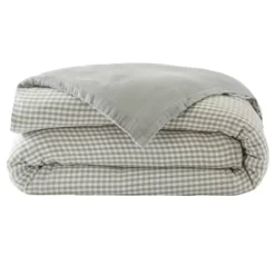 Copripiumino garza di cotone (260 x 240 cm) Gaïa vichy Verde eucalipto