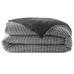 Copripiumino garza di cotone (280 x 240 cm) Gaïa vichy Nero