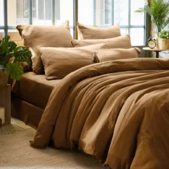 Copripiumino garza di cotone (280 x 240 cm) Gaïa Camel