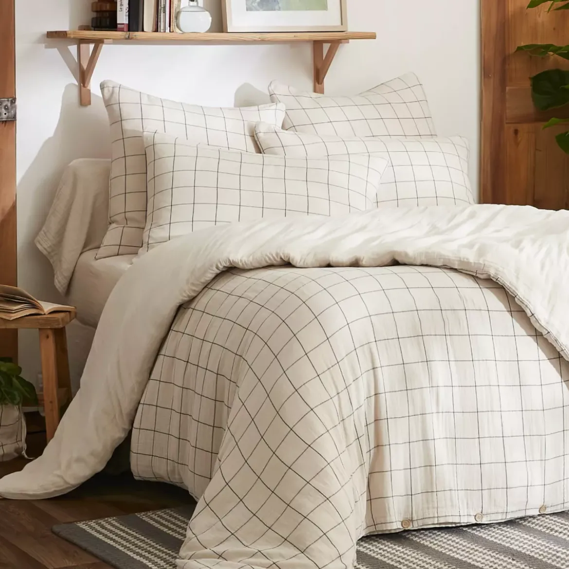 Copripiumino garza di cotone (240 x 220 cm) Gaïa Match Beige pampa