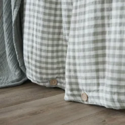 Copripiumino garza di cotone (240 x 220 cm) Gaïa vichy Verde eucalipto