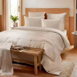 Copripiumino in cotone a nido d'ape (280 x 240 cm) Eva Beige