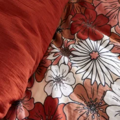 Copripiumino in garza di cotone (200 x 200 cm) Gaïa azalea Terracotta