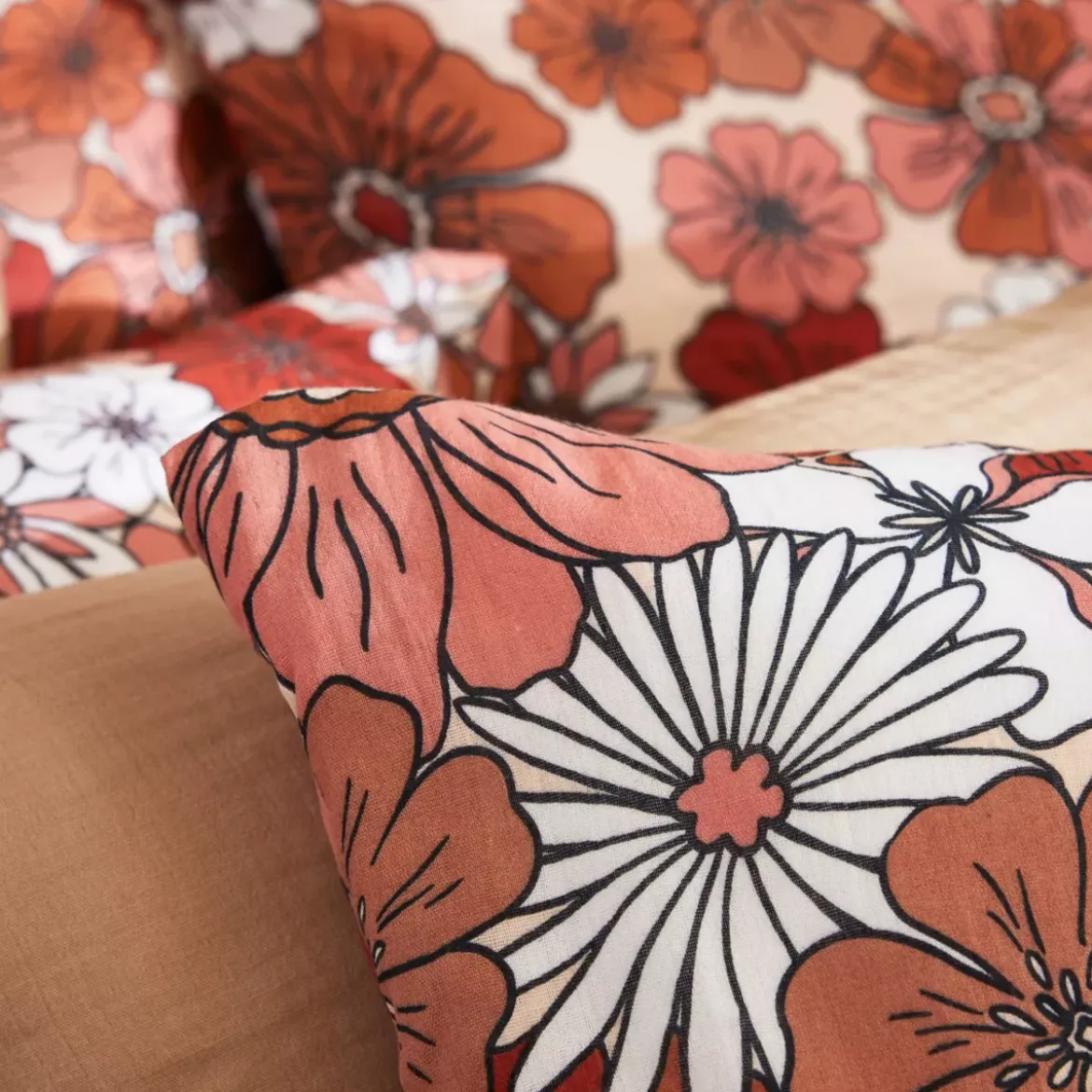 Copripiumino in garza di cotone (200 x 200 cm) Gaïa azalea Terracotta