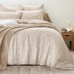 Copripiumino in garza di cotone (200 x 200 cm) Gaïa vichy Corda