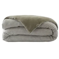 Copripiumino in garza di cotone (260 x 240 cm) Gaïa vichy Verde rosmarino