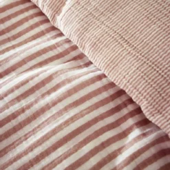 Copripiumino in garza di cotone (280 x 240 cm) Gaïa righe Albicocca