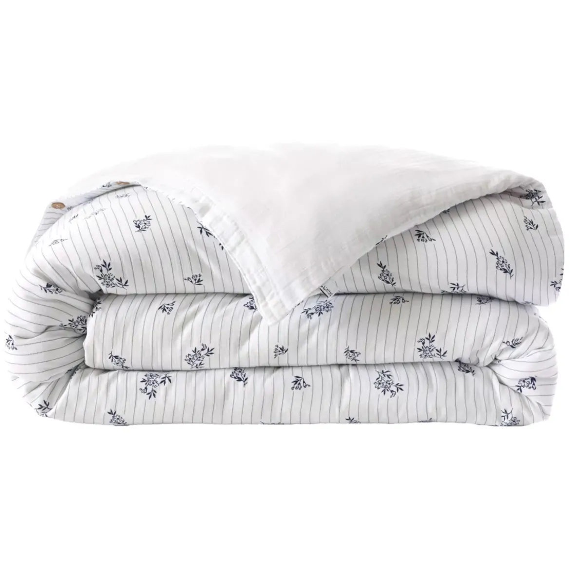 Copripiumino in garza di cotone reversibile (200 x 200 cm) Gaïa Iris Blu