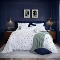 Copripiumino in garza di cotone reversibile (240 x 220 cm) Gaïa iris Blu