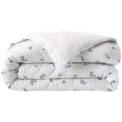 Copripiumino in garza di cotone reversibile (260 x 240 cm) Gaïa iris Blu