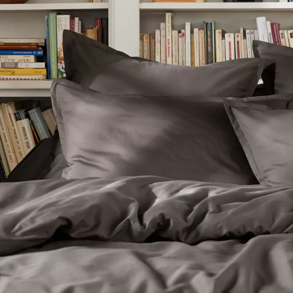 Copripiumino in percalle di cotone (280 x 240 cm) Cali Grigio antracite