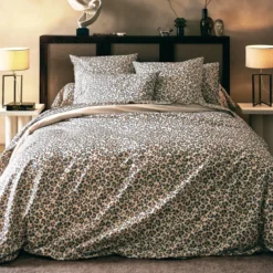 Copripiumino in percalle di cotone (280 x 240 cm) Leopardo Beige
