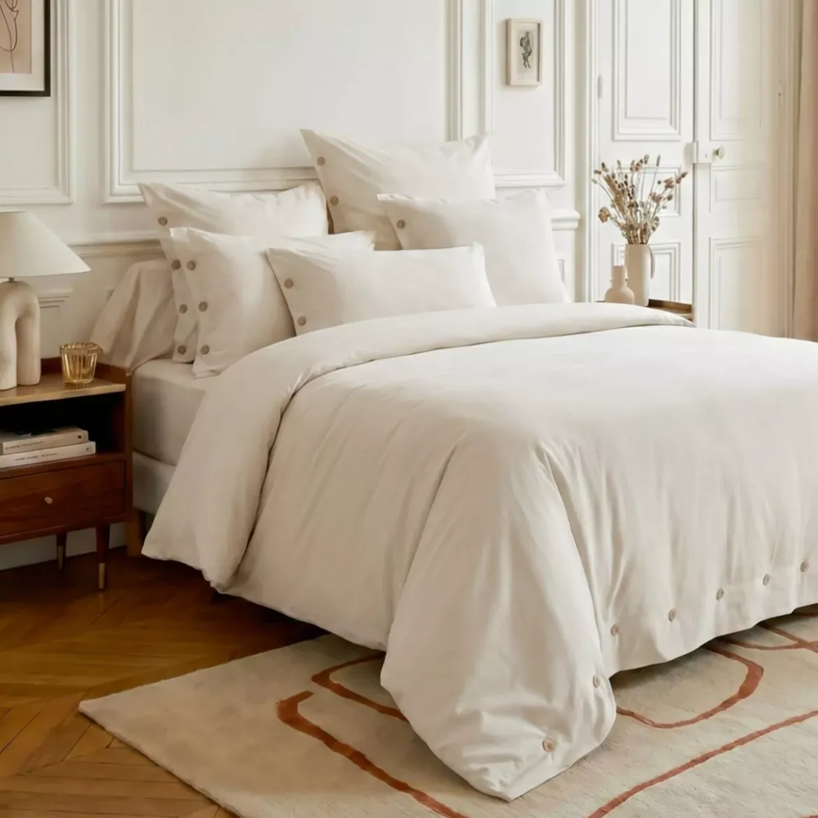 Copripiumino in percalle di cotone (280 x 240 cm) Diane Beige