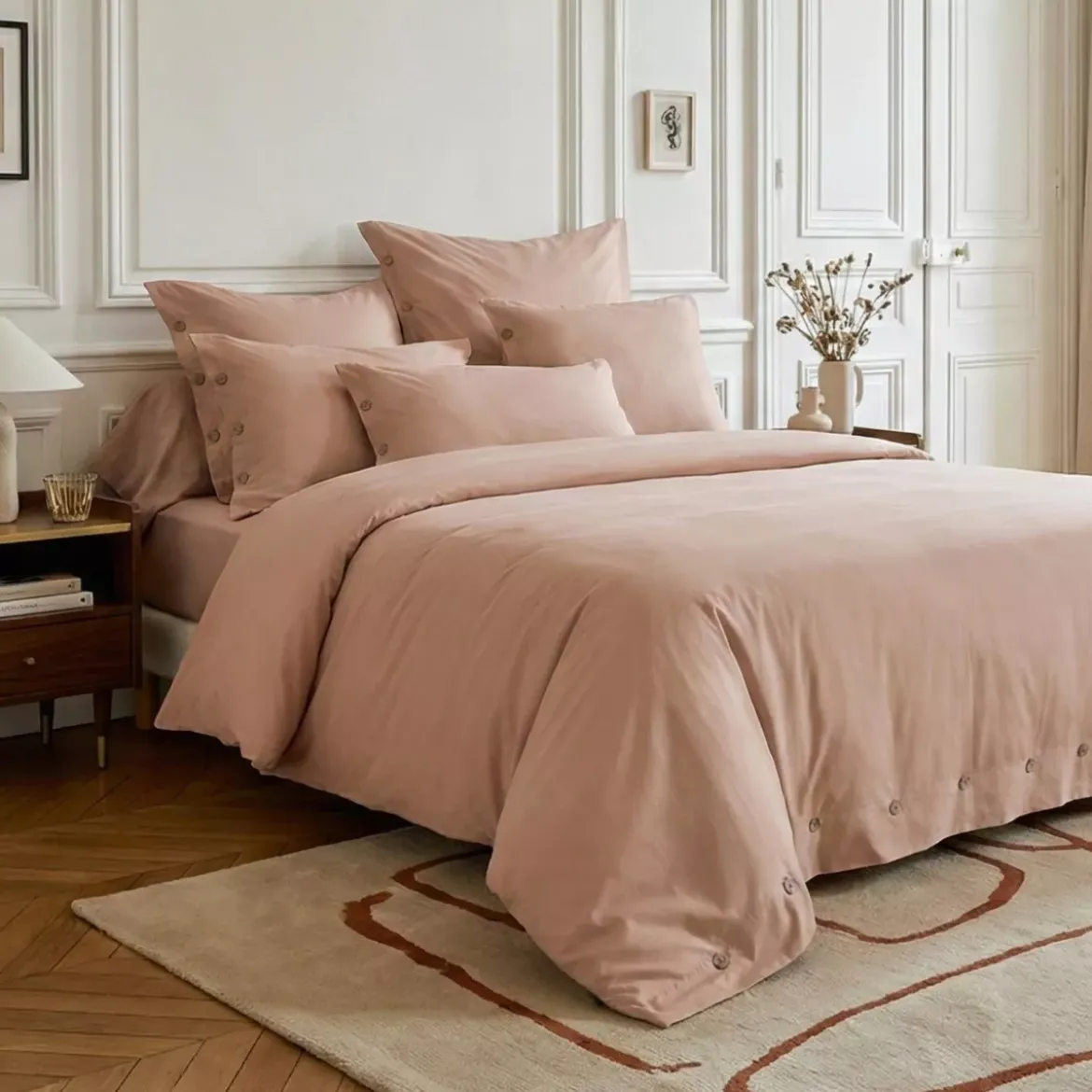 Copripiumino in percalle di cotone (280 x 240 cm) Diane Rose Blush