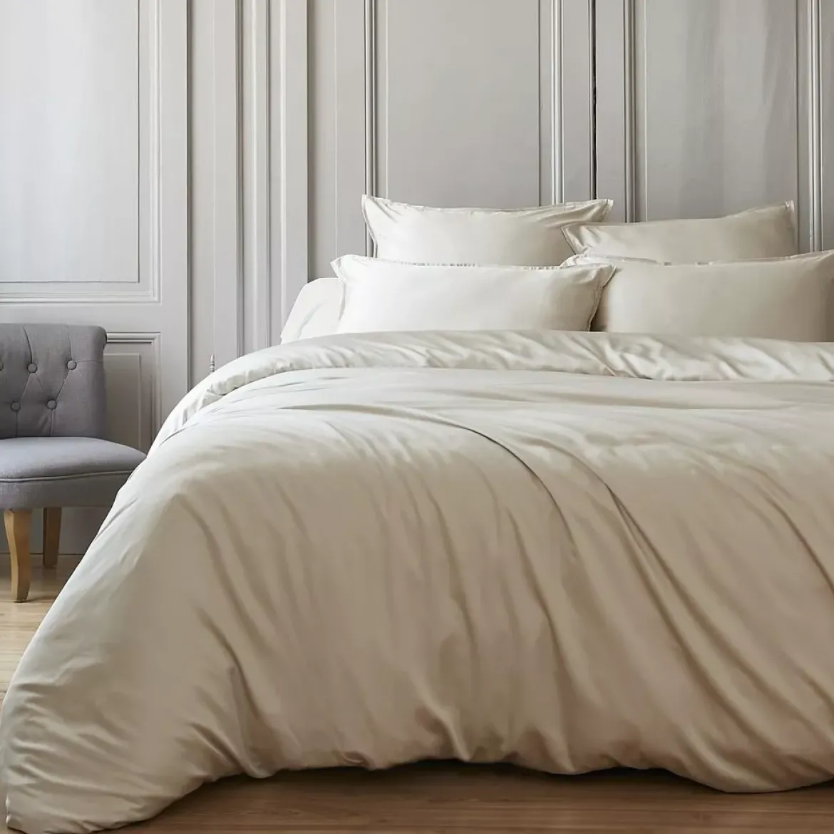 Copripiumino in raso di bambù (280 x 240 cm) Sienna Beige